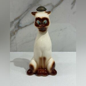 Vintage Ceramic Siamese Cat Laundry Sprinkler Bottle
